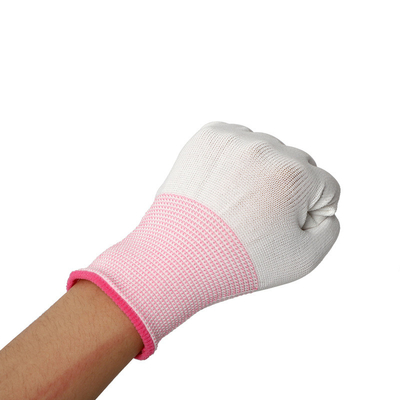 OEM مكافحة ساكنة ألياف الكربون ESD Finger Top Fit PU Coated Gloves 13 Gauge Gray ESD Gloves