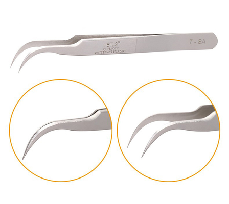 LashArt Straight Vetus Lash Tweezers منحني رفيع نقطة زوج تمديد رمش