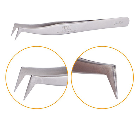 LashArt Straight Vetus Lash Tweezers منحني رفيع نقطة زوج تمديد رمش